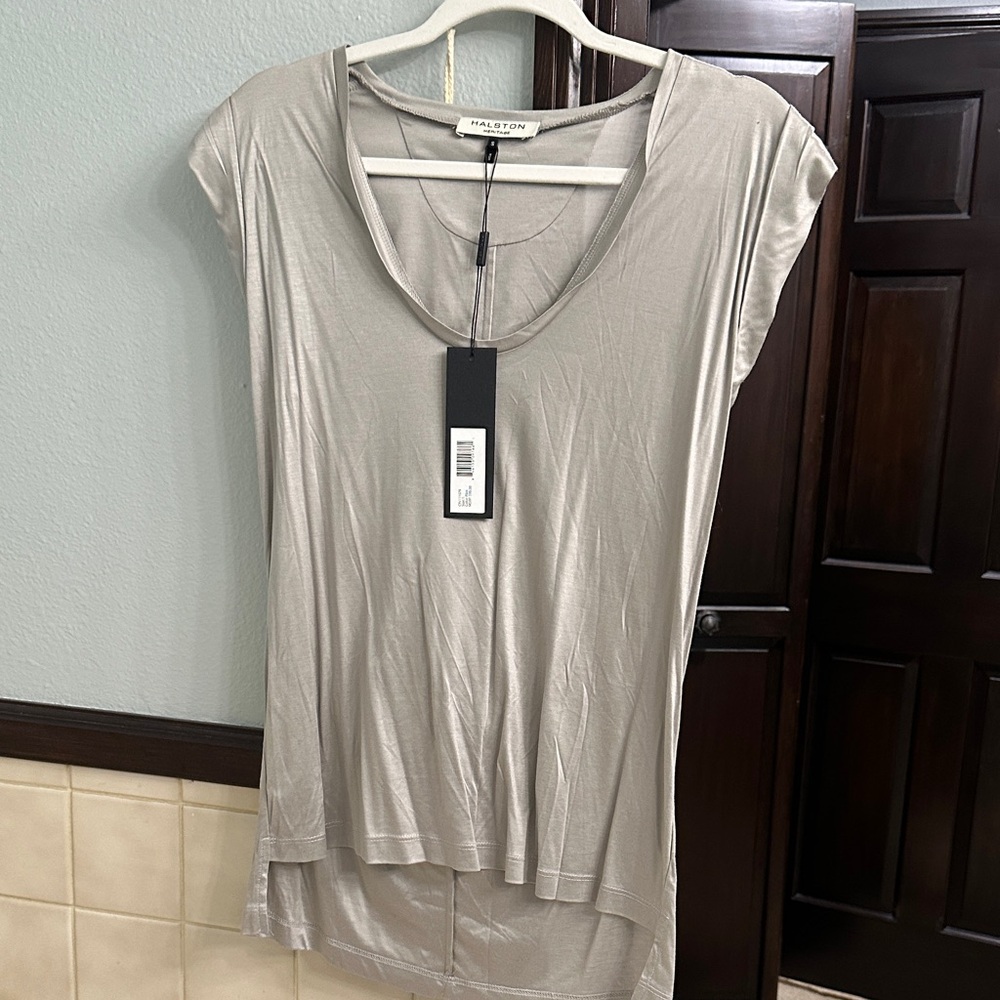 Halston Heritage Light Gray Short Sleeve Tee